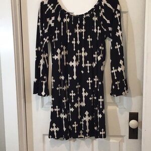 Black and White Patterned Women's Dress